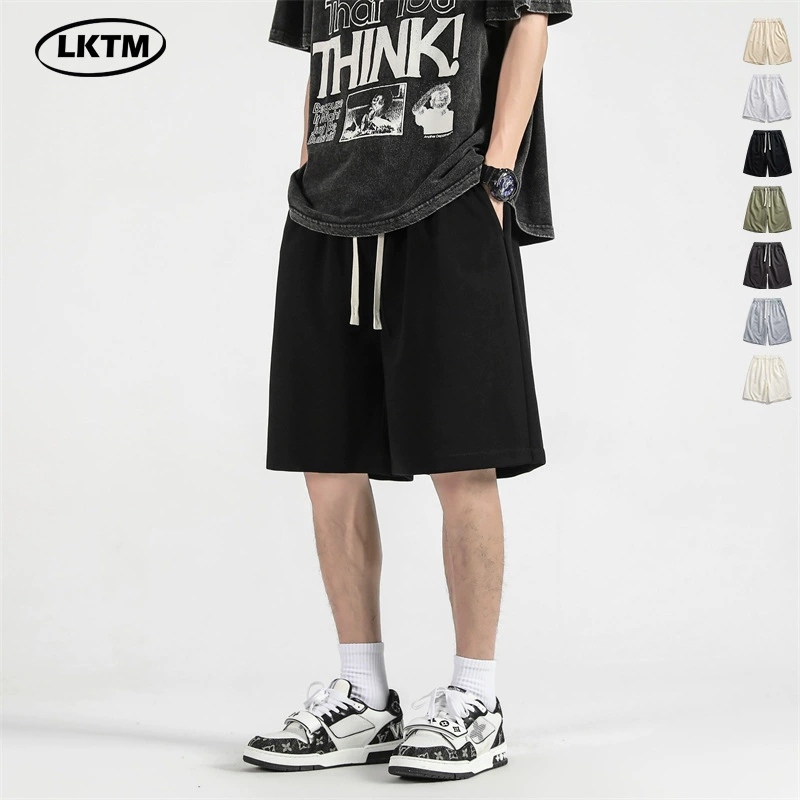 LKTM Men's # Японские простые однотонные шорты, дикие повседневные шорты, мужские приличные бренды, красивые свободные спортивные брюки