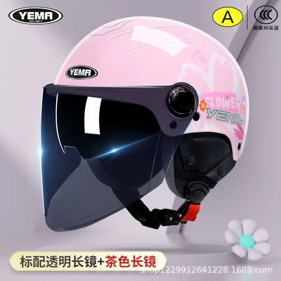 Motosiklet kaskı (dəbilqə) All-Season Half Helmet New National - four-seasons-cherry-pink-flowers-transparent-long-mirror-dark-blue-long-mirror