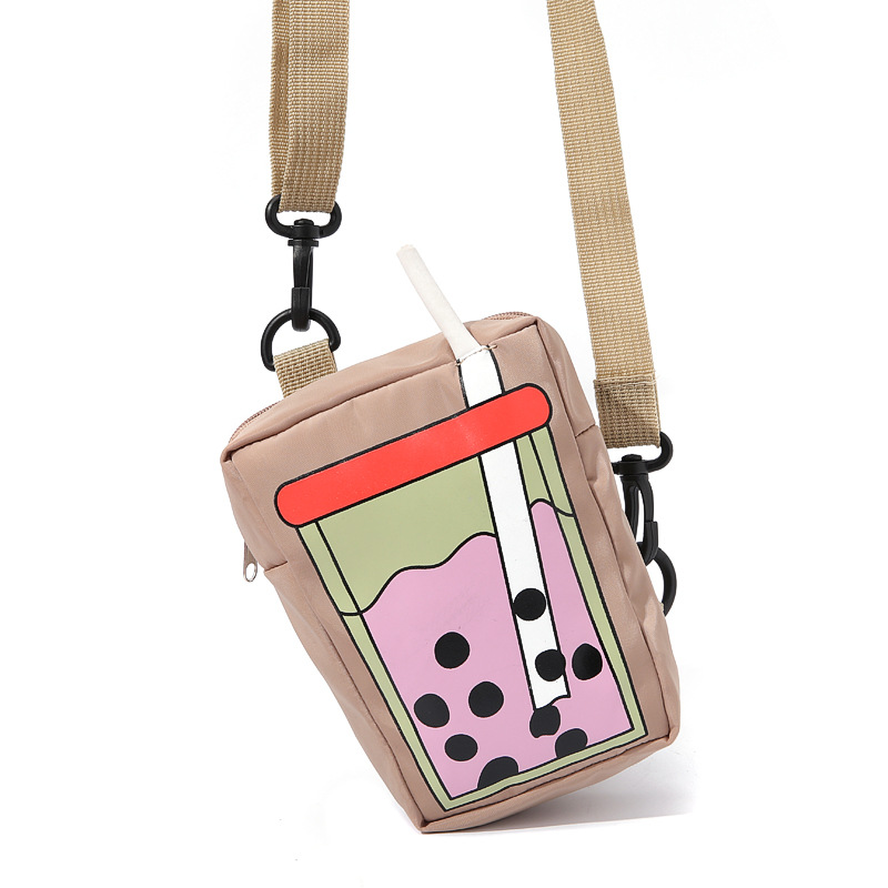 Small Size Women's Small Polyester Milk Tea Cute Zipper Coin Purse