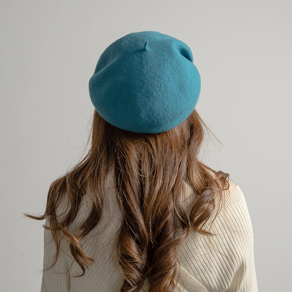 Autumn and winter fashion casual warm button decoration plus large elastic sweatband wool beret painter trendy hat_viptrois.com