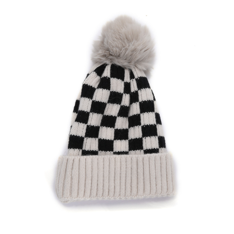 1 Piece Quantity Outdoor, Daily Occasion Children Unisex Basic Simple Style Color Block Lattice Wool Cap