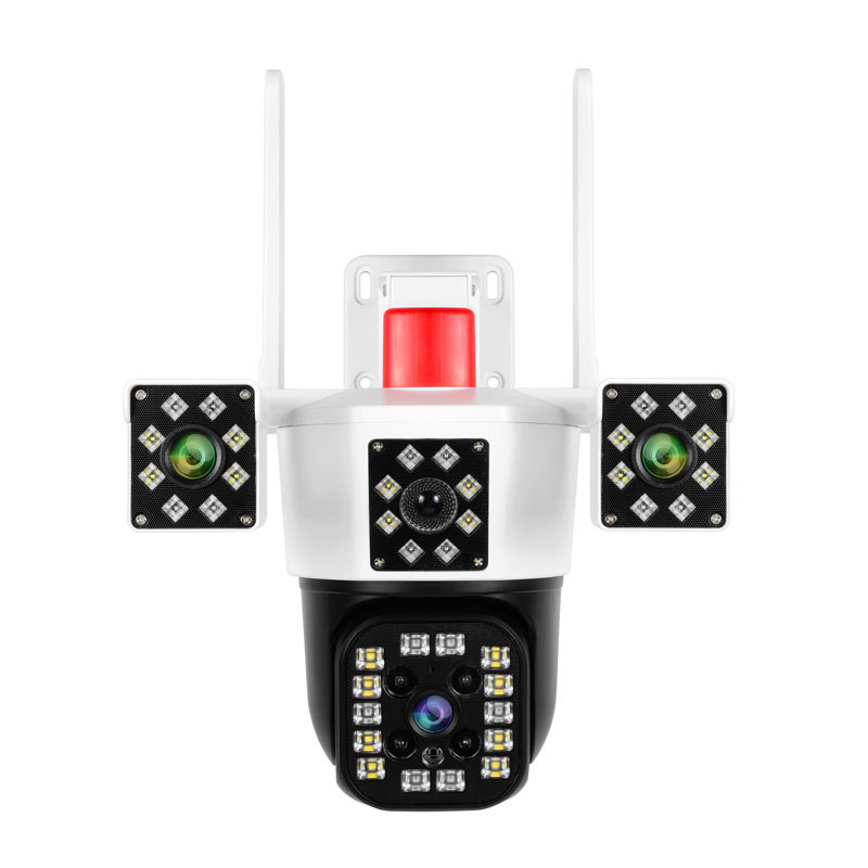 Cross-Border Hot Selling Gun Ball Linkage Three-Screen 360-Degree Panoramic Monitor Without Blind Spots High-Definition Surveillance Camera