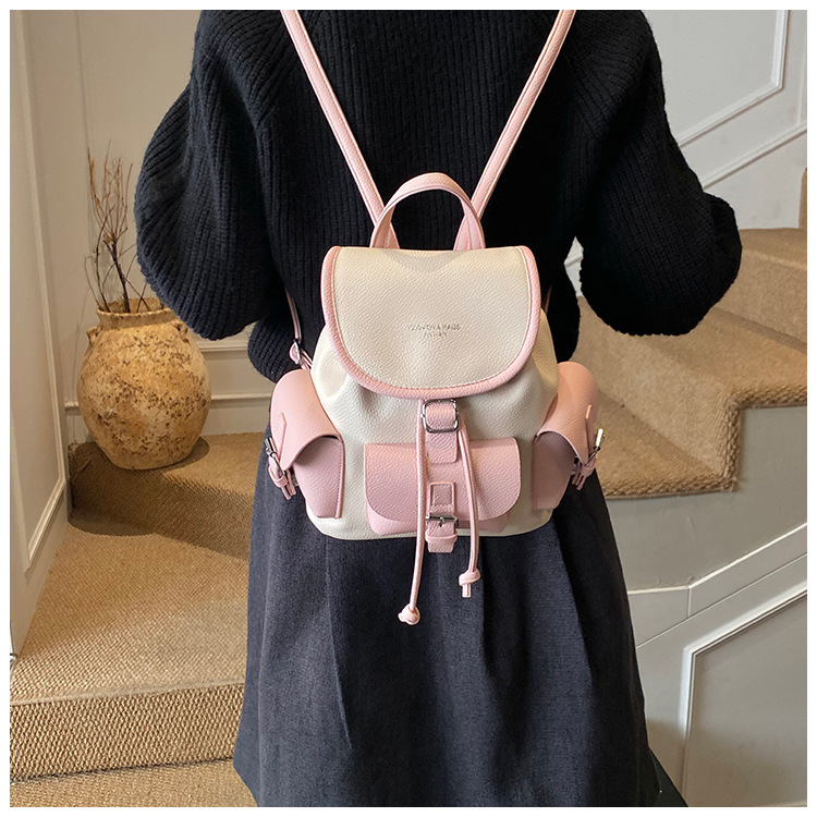 Backpack Women's Casual Versatile Niche Design Backpack Travel Color Blocked Small Backpack_voghion.com
