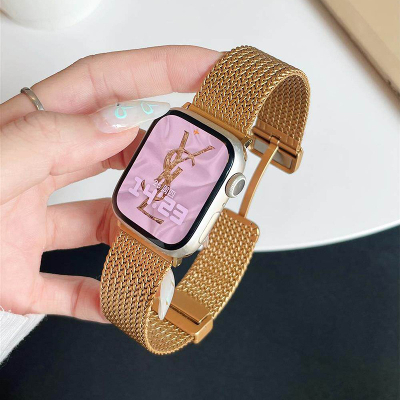 Gold - wheat ear wide 22mm [magnetic clasp] / Single watch strap [no accessories]