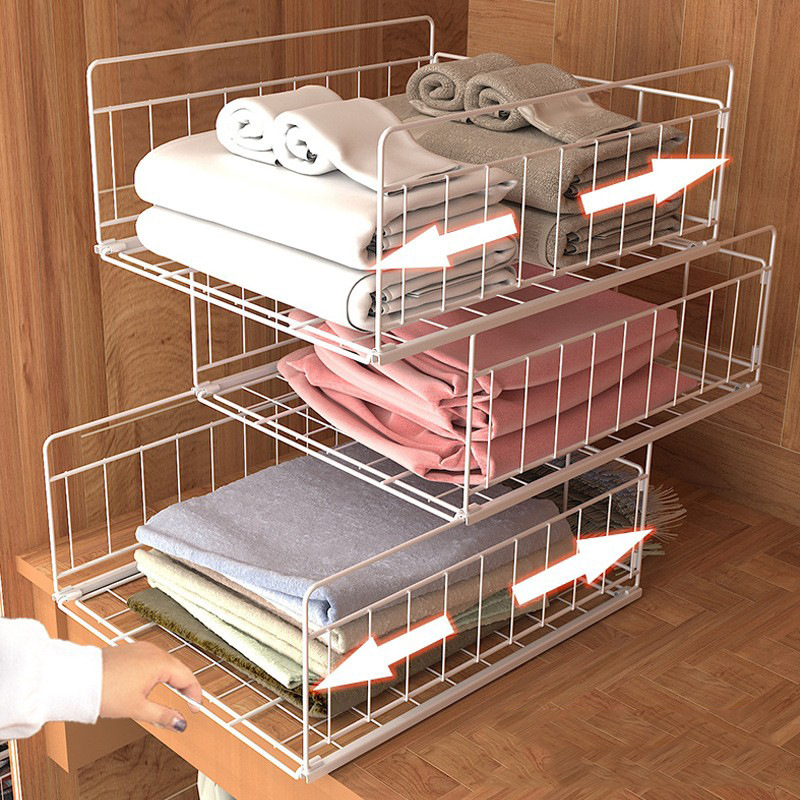 Wardrobe Clothes Storage Rack, Drawer-Type Push-Pull Storage Cabinet, Multi-Layer Clothing Organizer Rack, Bedroom Storage