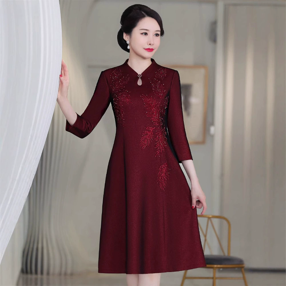 Весенняя одежда новая элегантная интеллектуальная мама большого размера женская мама счастлива мама горячее бриллиантовое платье