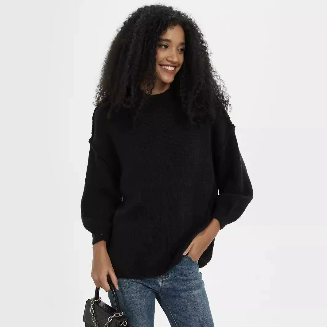 Трансграничная женская оптовая продажа в европейском и американском стиле свободный повседневный дизайн свитер