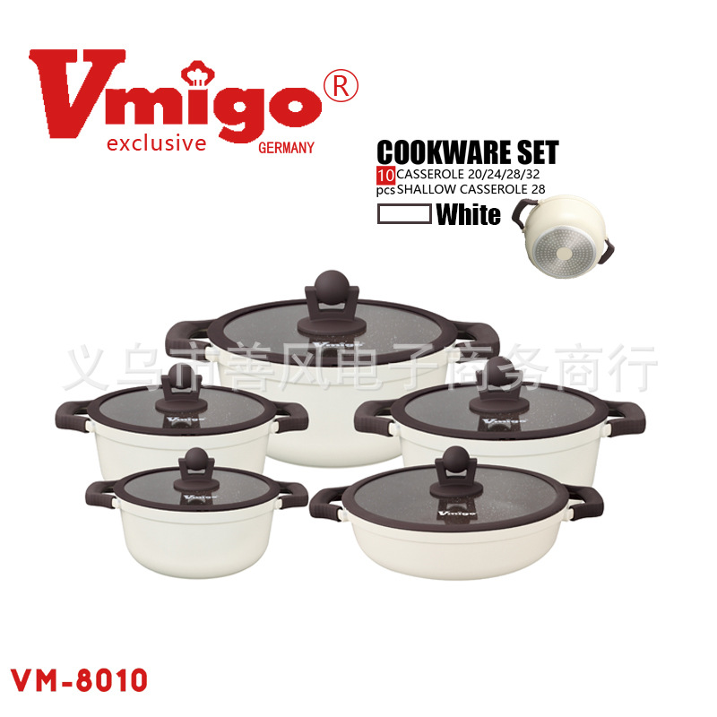 Vmigo 日式10PC厨房家用不粘锅通用锅具套装