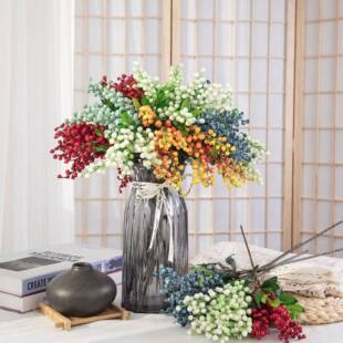 Five-head berry bunch artificial flowers manufacturer fake flowers and green plants wholesale wedding decoration crafts INS style cross-border