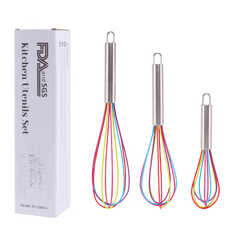 Baking Tools Silicone Egg Beater Handheld Cream Egg Blender Colorful 8-inch 10-inch 12-inch set