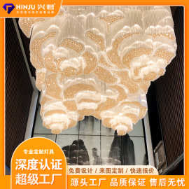 定制酒店大厅灯走廊异型玻璃吸顶灯宴会厅工程水晶灯具厂家轻奢