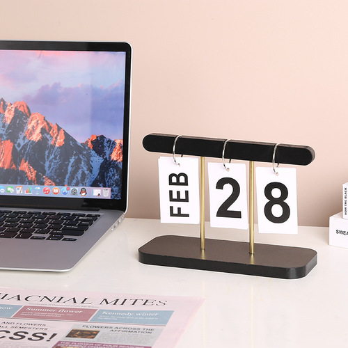 Modern simple wooden calendar page-turning perpetual calendar bedroom desk ornament holiday gift decorative desk calendar
