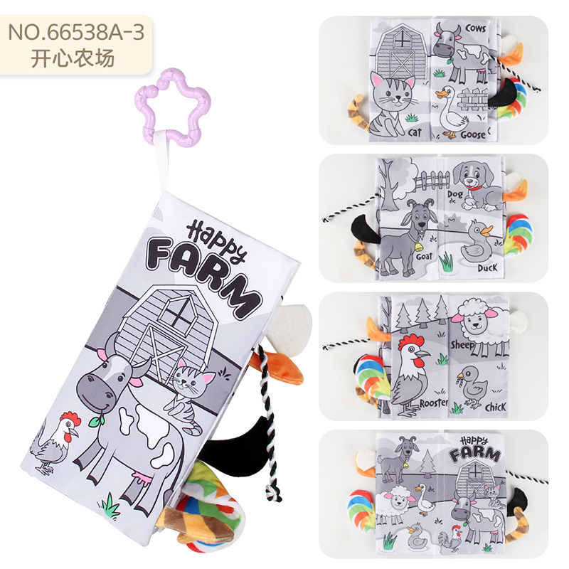 Bebé desgarrable lavable cola libro de tela 4 páginas 8 lados educación temprana cognición dinosaurio animal océano paño libro traje