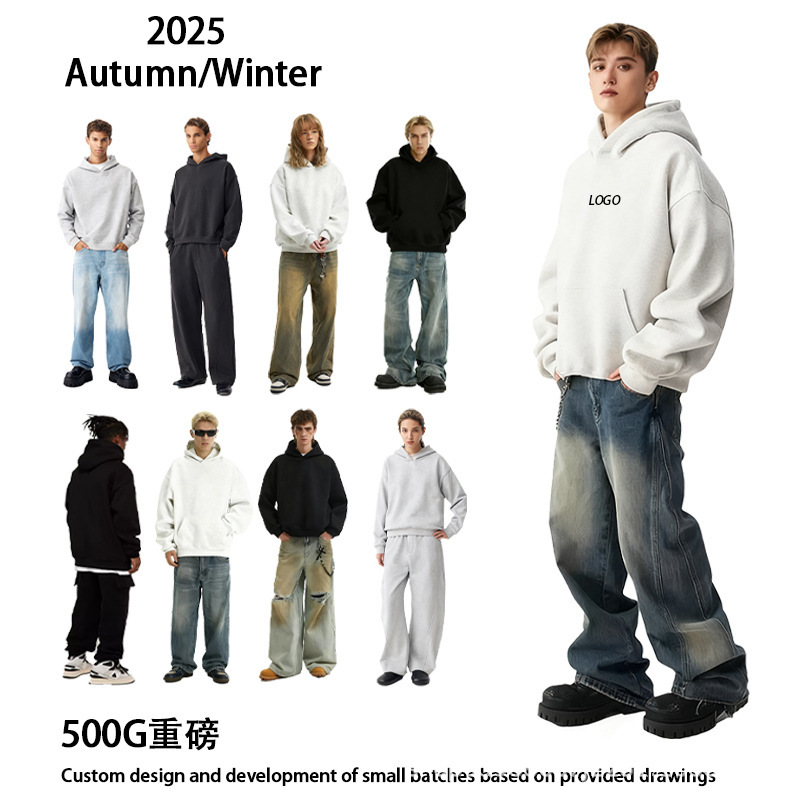 Thick Sweatshirt Custom Printed Logo Pullover Hooded Sweatshirt Asian and European Size Cotton Jacket Work Clothes Cross-Border Advertising Shirt Thick Sweatshirt Custom Printed Logo Pullover Hooded Sweatshirt Asian and European Size Cotton Jacket Work Clothes Cross-Border Advertising Shirt