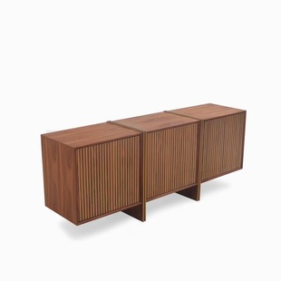 Designer Furniture Modern Light Luxury Stainless Steel Cabinet Walnut Cabinet Modern Minimalist Sideboard