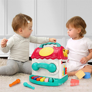 Multi-functional six-sided house infant interactive intelligence game assembled creative matching clap drum wisdom hut toy