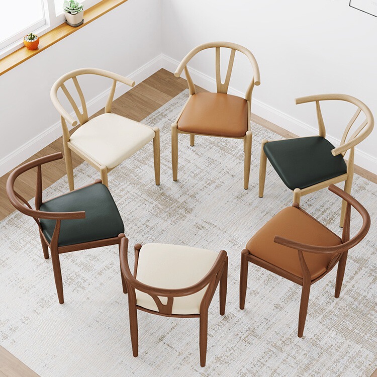 Silla de comedor de cornucopia, taburetes de respaldo, escritorio y silla nórdica doméstica, silla de mesa de comedor moderna y simple, imitación de taburetes de madera sólida y hierro forjado