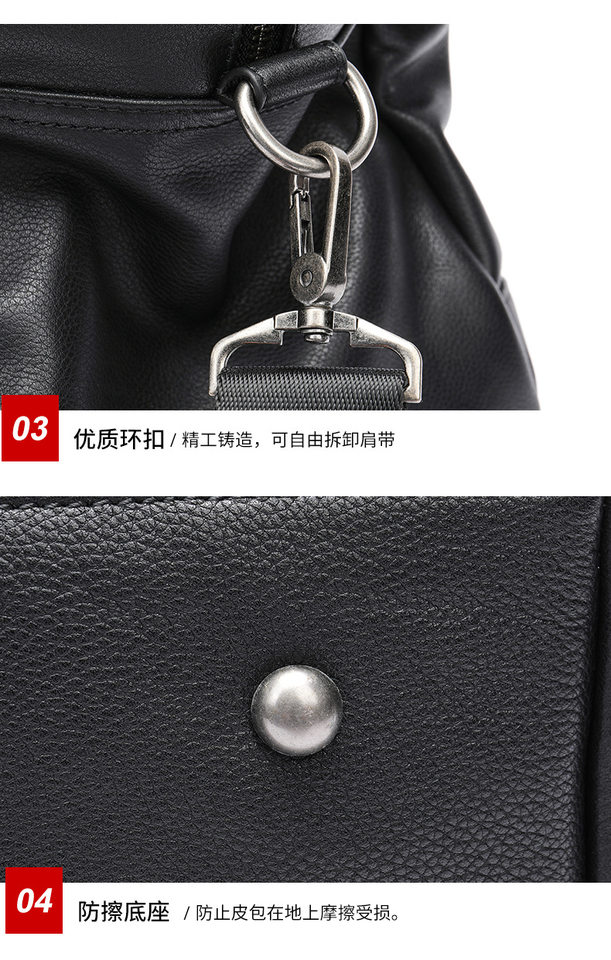 Túi du lịch nam da bò thật Malute dung tích 20–35L chống thấm nước, túi xách tay kiêm đeo chéo tập gym — Màu đen, màu xám đậm chi tiết 26