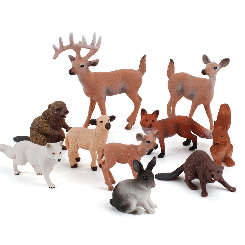 Exportación transfronteriza simulación bosque animal modelo Castor oso hormiguero Ardilla Mono conejo cola blanca ciervo Fox juguete