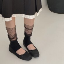 IOULOR新款设计感波点网纱拼接袜套春夏气质透肤小众踩脚腿套批发