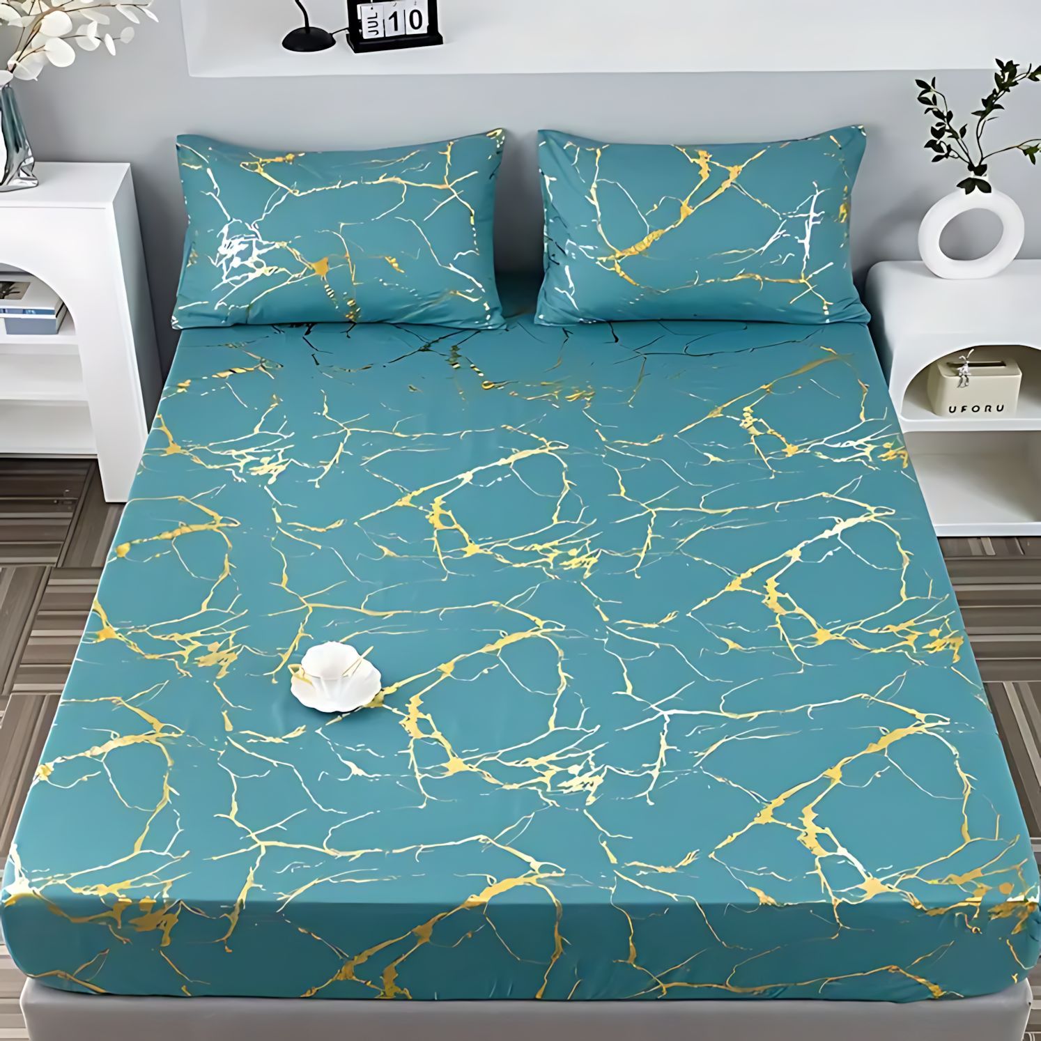 TEMU / JIT transfronterizo moda clásica estampado texturas suaves cama cama gazaña ropa de cama set fuente fabricante