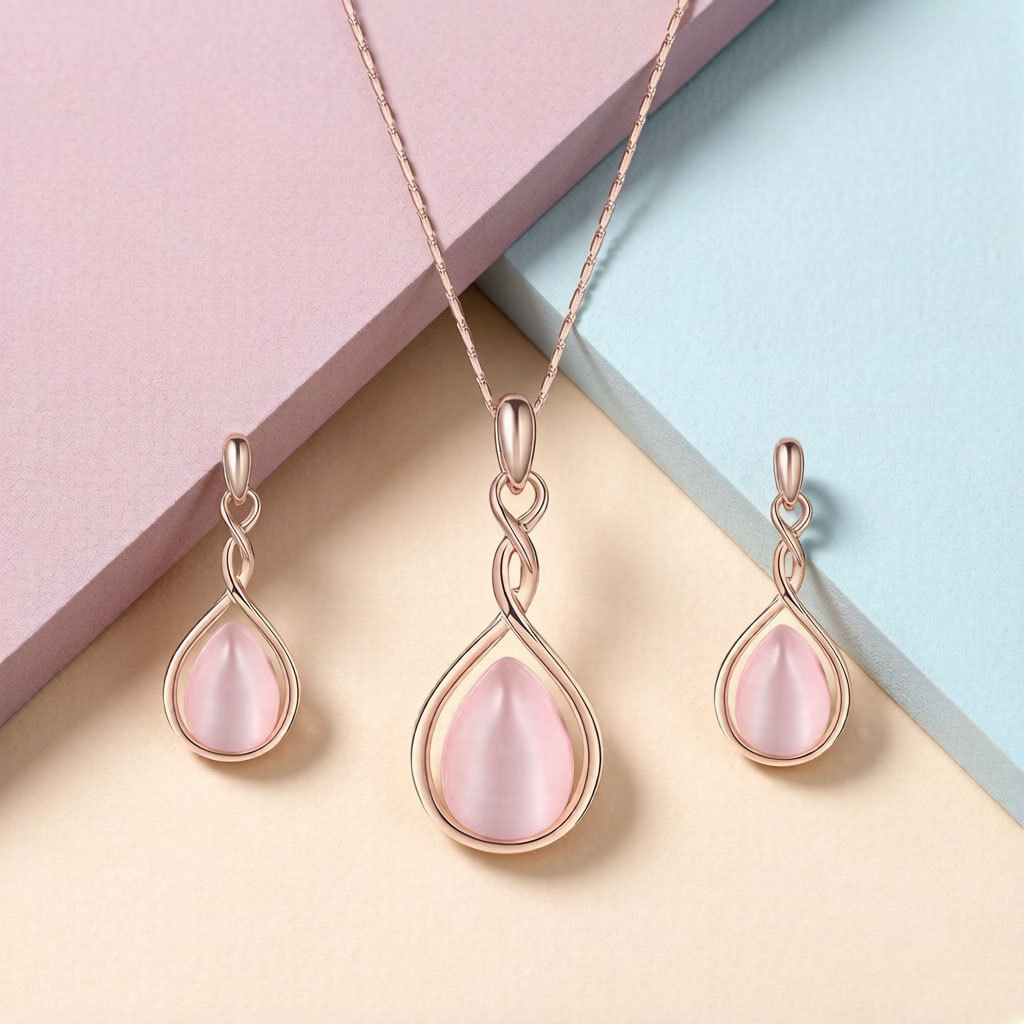 Joyas explosivas transfronterizas, gotas de agua de ópalo, pendientes nupciales, conjunto de collares, conjunto de joyas, fabricante de origen 2025 image 9