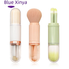 Manufacturer's direct sales 5 pieces 4 in 1 portable makeup brush set mini pink four-in-one combination telescopic brush set 
