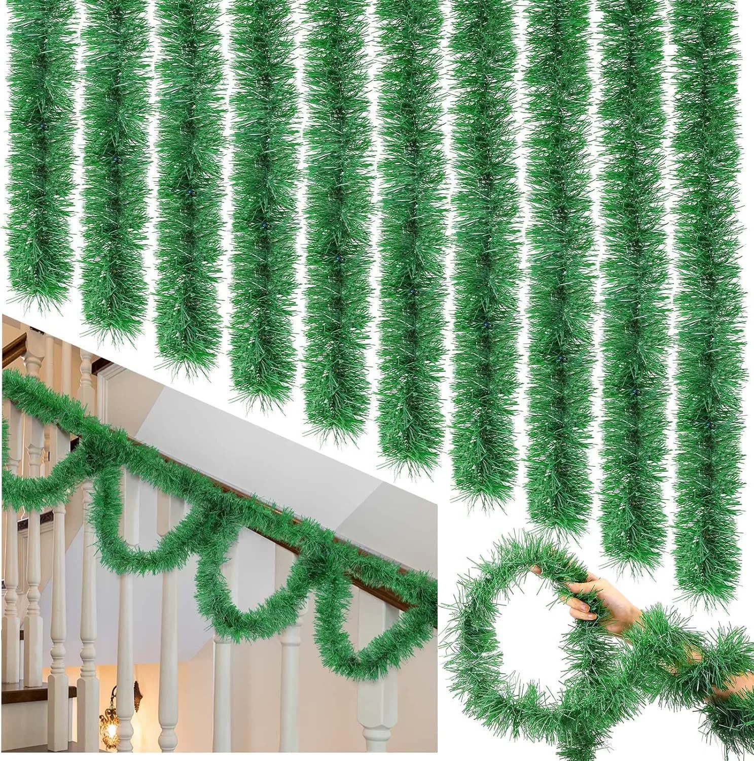 Navidad transfronteriza decoración de fichas festivas decoración de fichas de lana 9cm2m cifrado filamento verde militar