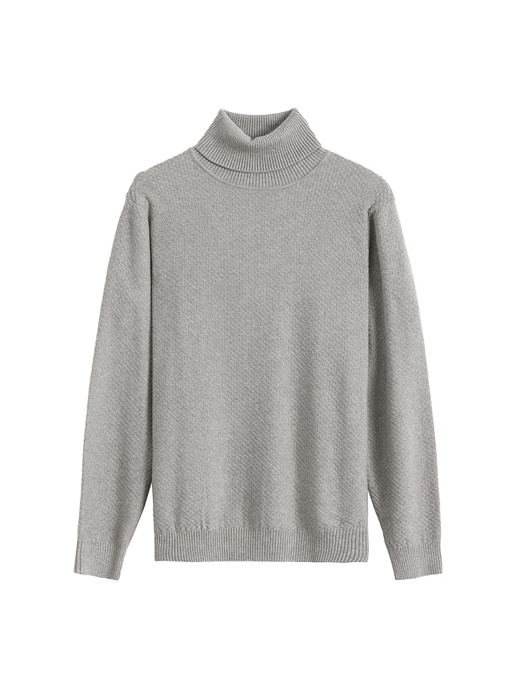 Otoño y invierno doble doble doble doble suéter de cuello alto casual simple delgado camiseta de punto de manga larga para hombre camiseta de lana cálida para hombre