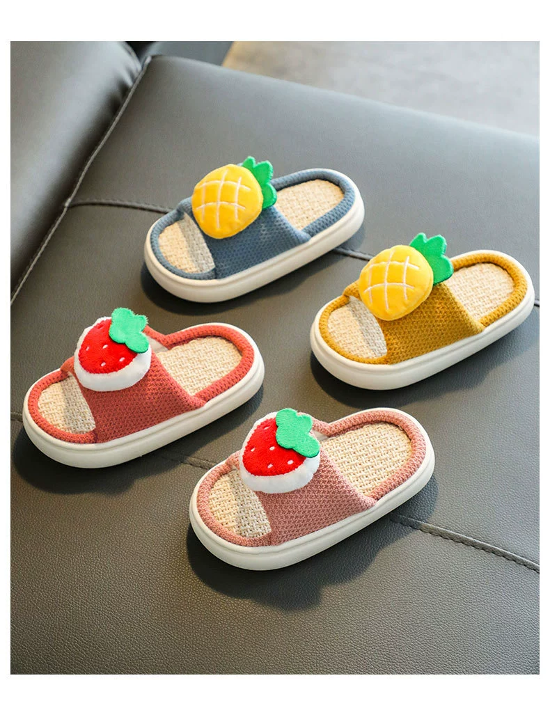 leather girl in boots Fruit Linen Thick Soled Children Slippers Four Seasons Home Kids Shoes Indoor Non Slip Lovely Cotton Slippers Boys Girls CSH1124 girls leather shoes