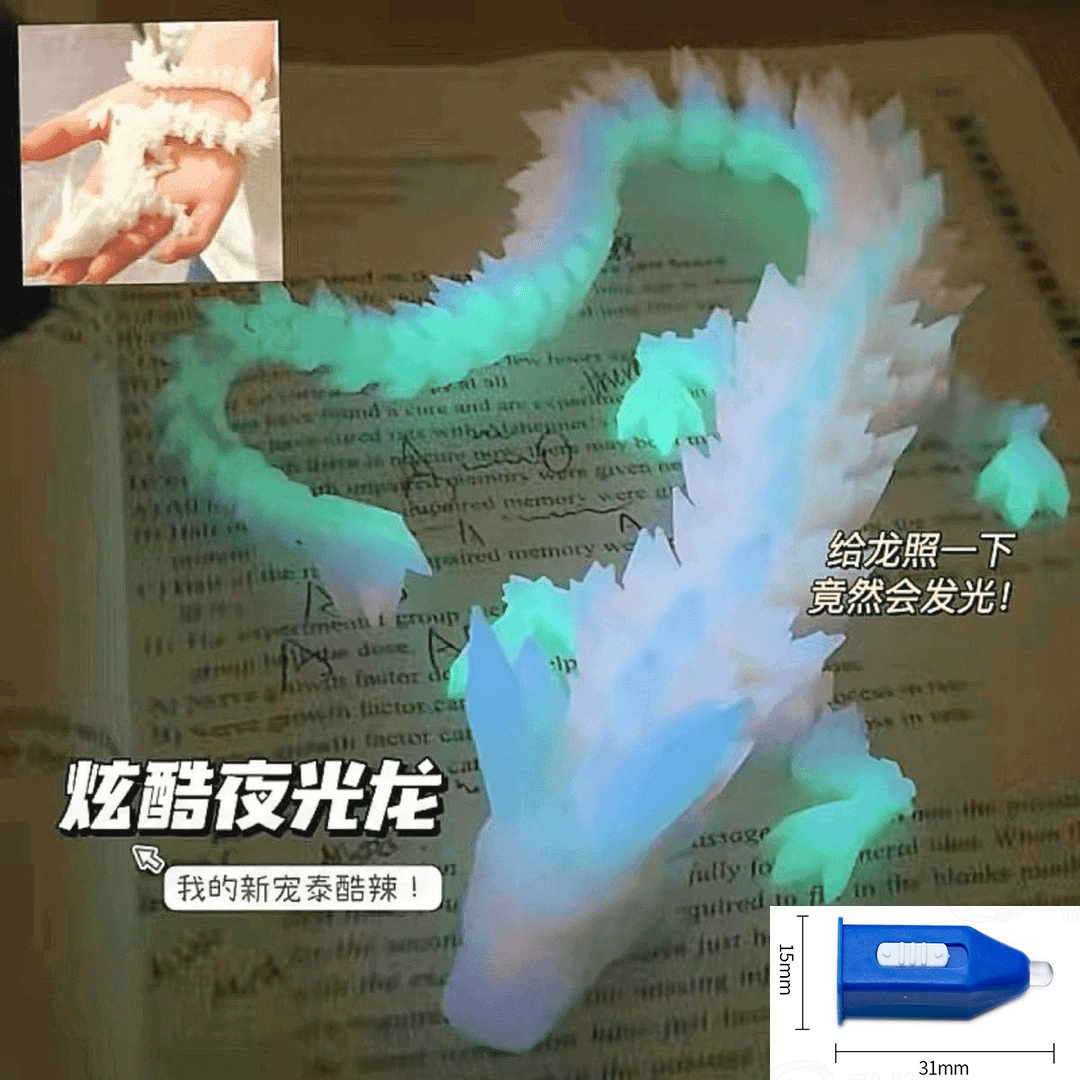 3D-печатная ярко-лицающая luminous дракон с крыльями, полностью подвижные суставы, поглощает УФ-лучи, прохладные осветительные градиентные украшения