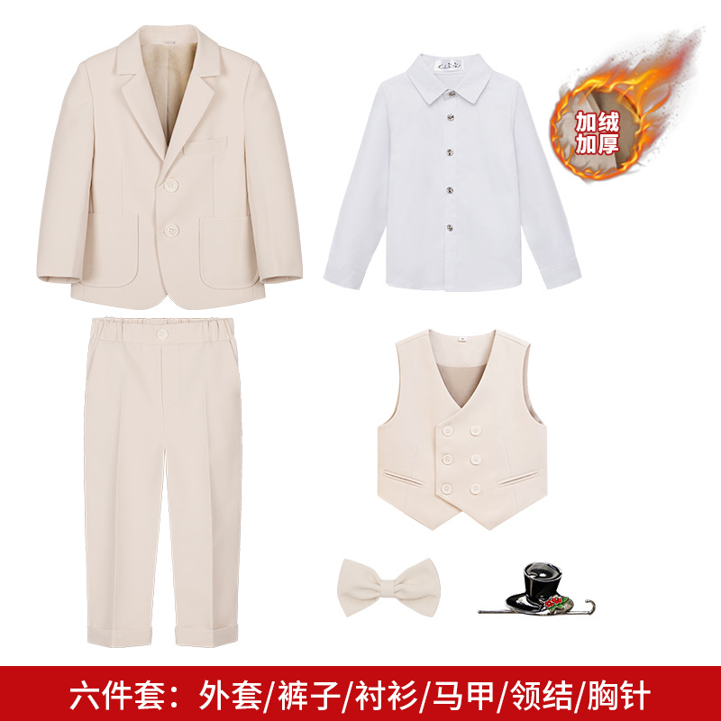 Traje de los muchachos vestido de primavera y otoño nuevo color sólido británico pequeño traje de los muchachos de piano anfitrión actividad rendimiento traje
