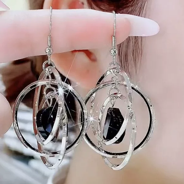 Fashionable Hoop Earrings with a Bold Design, 2024 New Trendy Style, Unique Rotating Circle Earrings