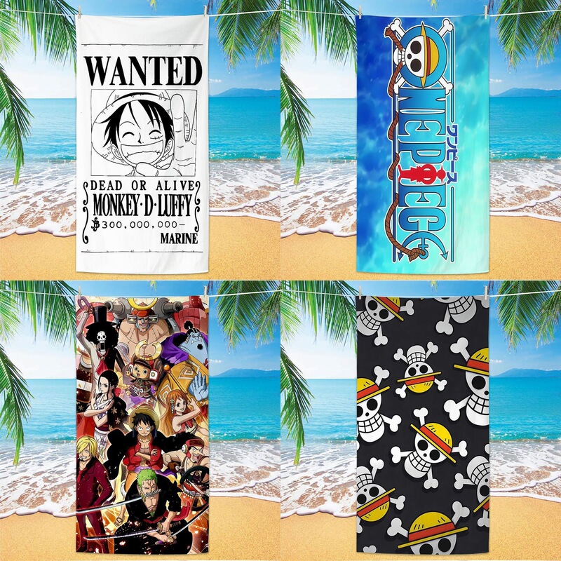 Anime Beach Towel Amazon One Piece Cross-Border Bath Towel Quick-Drying Towel One Piece Cartoon Popular Microfiber