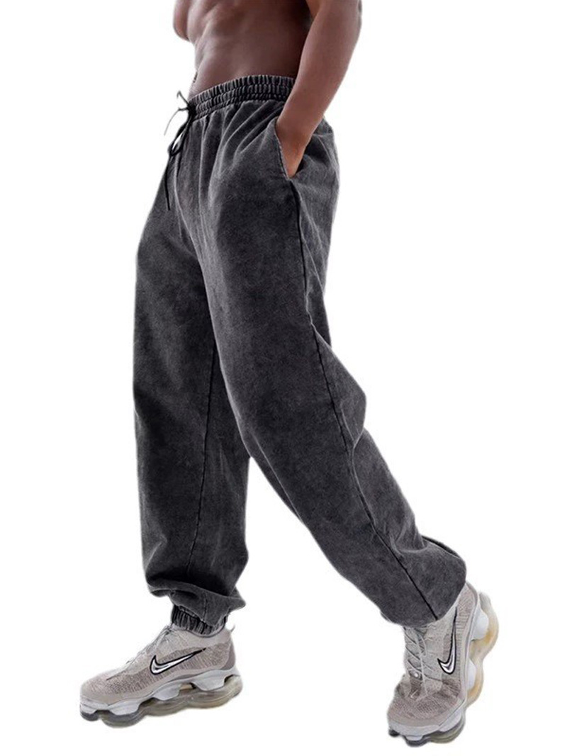 Otoño y invierno lavado con agua para hacer viejos pantalones de protección hombre Europa y América marca de moda transfronteriza de anillo de moda pantalones deportivos casuales de cintura alta de moda casuales