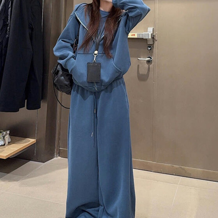 Plus-Size Women's Extra-Large Size 150kg Sportswear Set, New Autumn and Winter Fashion Casual Jacket and Wide-Leg Pants Two-Piece Set Plus-Size Women's Extra-Large Size 150kg Sportswear Set, New Autumn and Winter Fashion Casual Jacket and Wide-Leg Pants Two-Piece Set