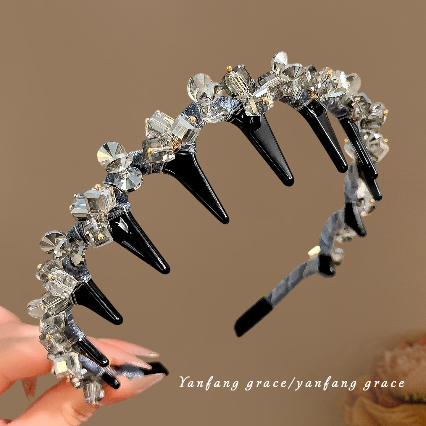 153# gray irregular crystal headband