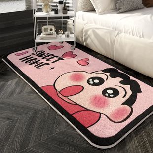 Cartoon Crayon Shin-Chan Imitation Cashmere Carpet Bedroom Cloakroom Bedside Blanket Room Stain-Resistant and Easy-Care Foot Mat