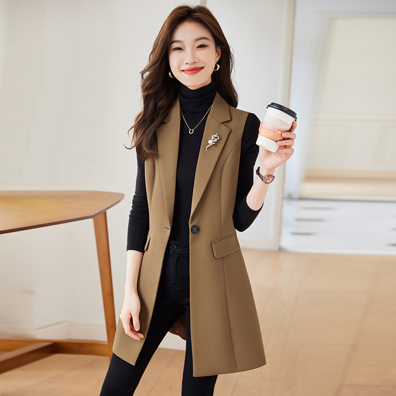 【Foreign Trade Hot Item】Mid-Length Vest for Women 2026 Spring and Autumn Versatile Blazer Vest Suit Outerwear Vest