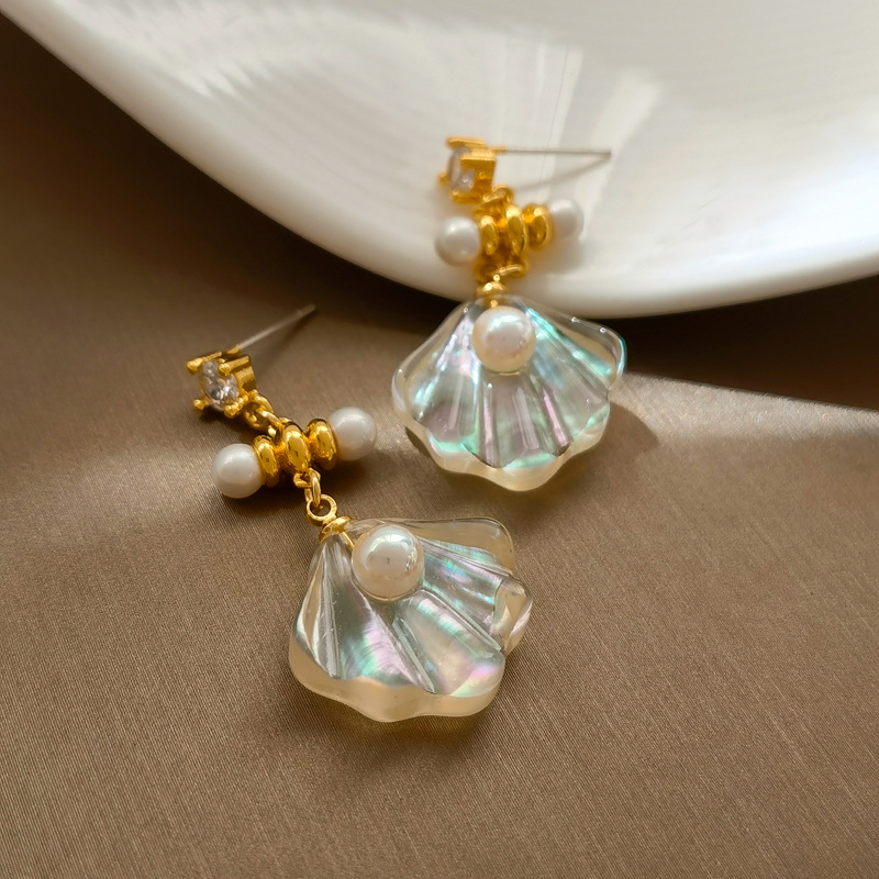 1 Pair Elegant Sweet Shell Plating Copper Drop Earrings display picture 1