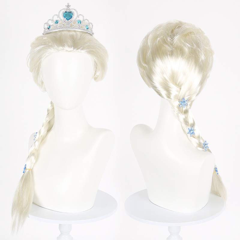 Elsa Princess Cosplay Wig Frozen Elsa Braids Elsa Princess Style Halloween Costume Long Curly Hair
