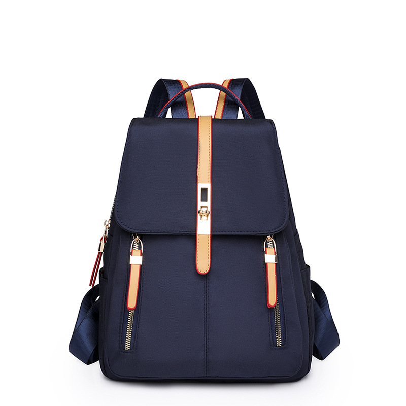 2024 nueva mochila de nailon para mujer, moda europea y americana, color de contraste de gran capacidad, mochila de viaje ligera al aire libre, mochila escolar