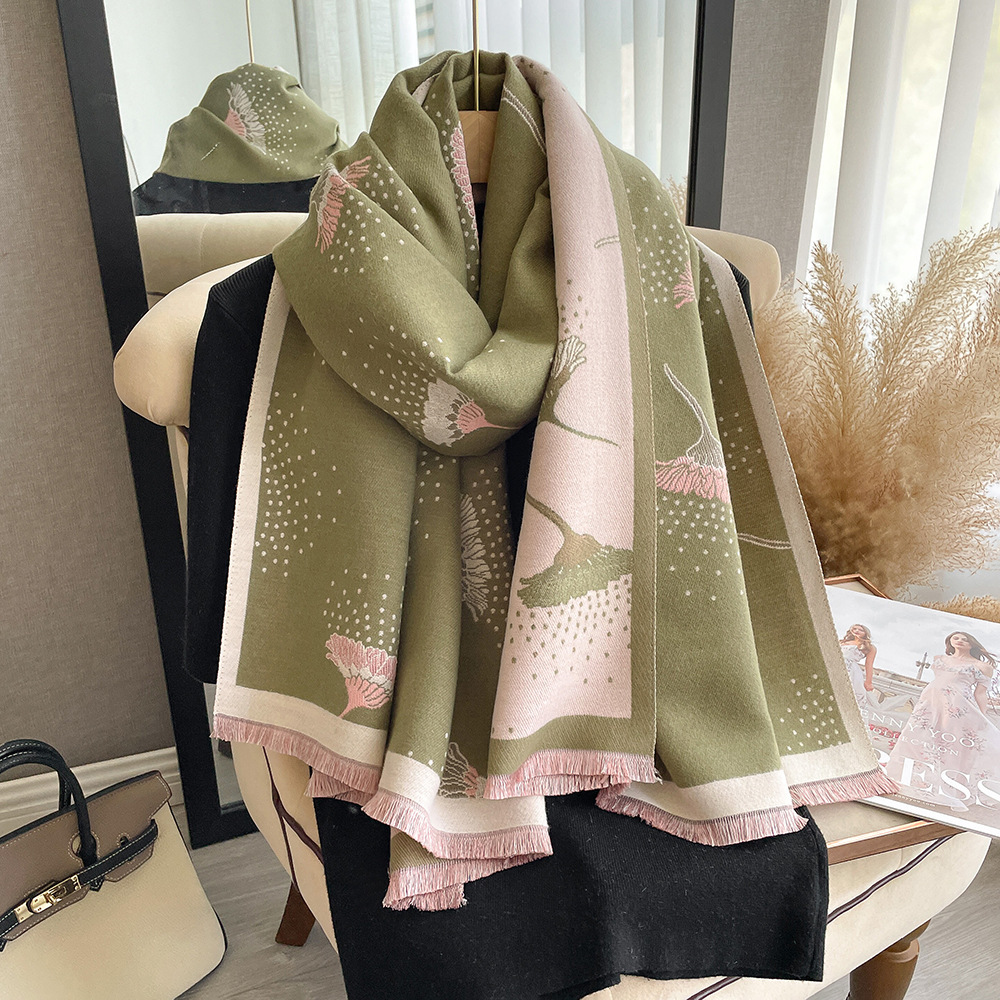 Imitation Cashmere Scarf For Girls With Dandelion Pattern Warm_voghion.com