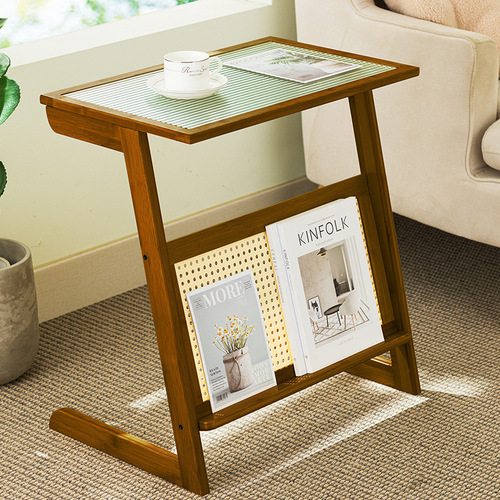 Side table, small coffee table, bedside table, sofa, side table cabinet, Changhong glass small apartment square tea table, Japanese style mini corner table