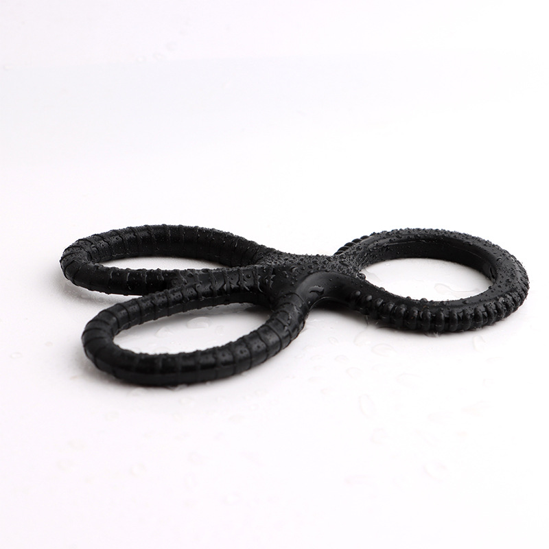 Silicone Scissor Lock Semen Ring, Manual Adjustable Cock Ring, Black Foil Bag — detail image 6