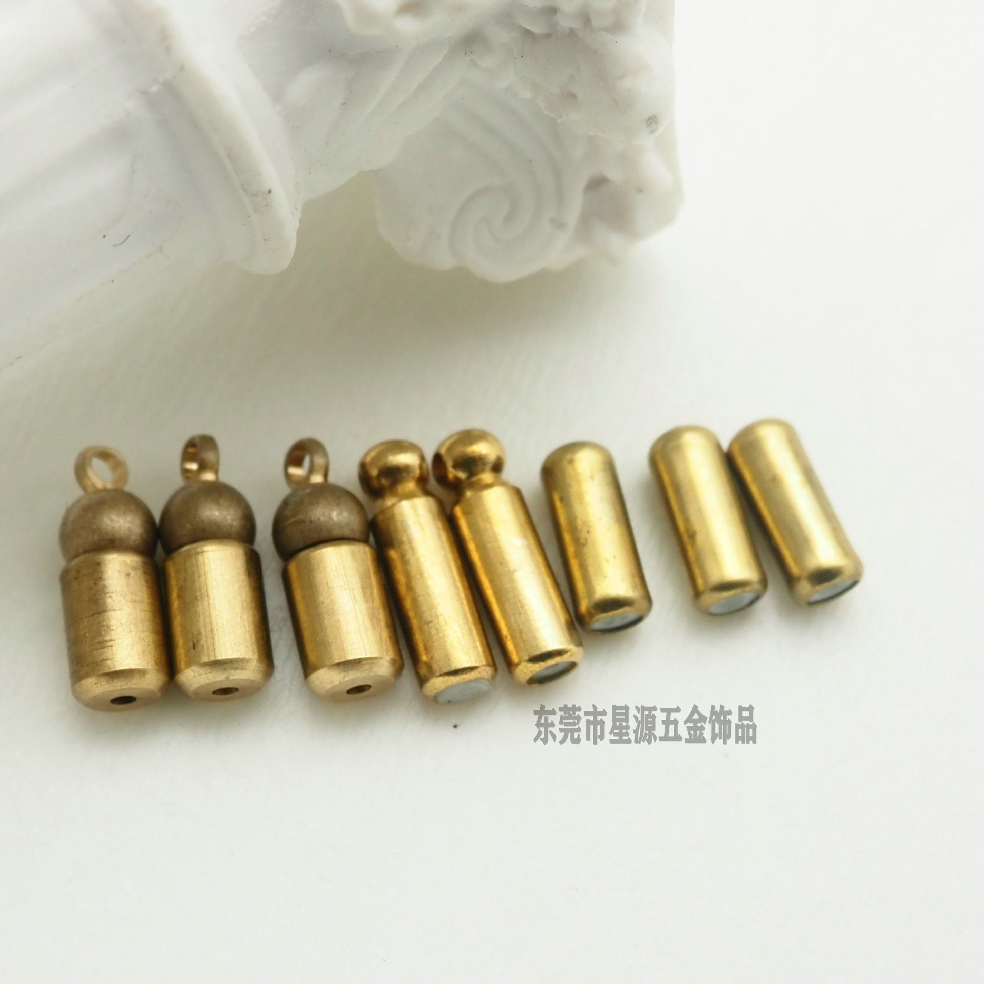 diy黄铜配件材料 7字圆片胸针针套 9字尖针针塞 有环通用针堵