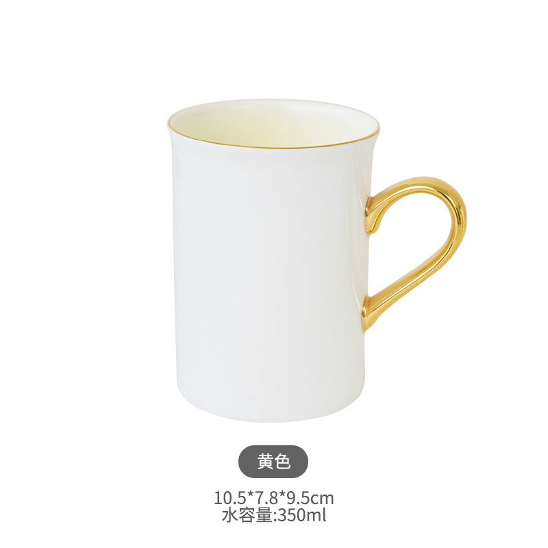 Luz de lujo de alta gama taza de porcelana taza de agua de oficina taza de agua pareja simple creativo oro contraste color Taza de cerámica