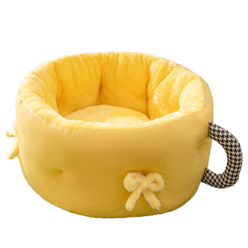 Otoño y invierno, perro caliente y grueso, taza de té de sueño profundo, nido redondo, perro de peluche pequeño y mediano, perro de peluche, gato, gato