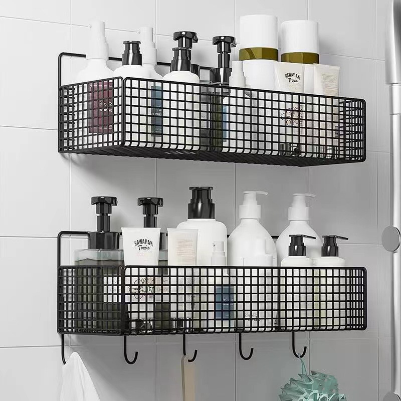 Daily necessities kitchen bathroom bathroom living room dormitory wall hanging punch-free storage rack storage basket nail-free