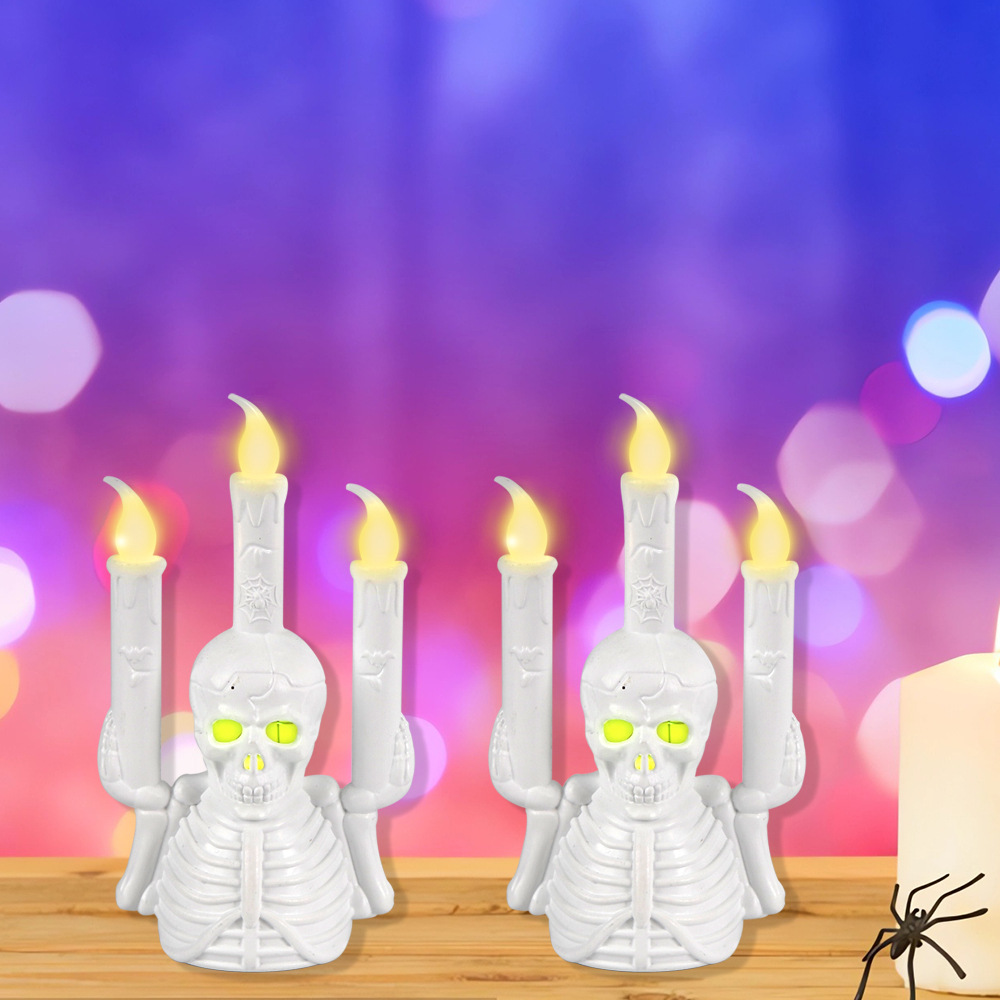 Nuevo Halloween cráneo luminoso candelabro fiesta fantasma bar ktv decoración de escritorio LED lámpara decoración de galleta